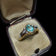 14K Yellow & White Gold Green Beryl & Diamond Ring Size 7.5