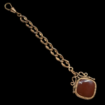 Gold Filled Carved Carnelian Intaglio Watch Fob Chain with Dog Clip