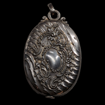 Antique Sterling Silver Chatelaine Double Swing Mirror / Slide Pendant Floral Rococo Style