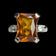 10K White Gold Rectangular Cut Synthetic Orange Sapphire & Topaz Ring Size 6