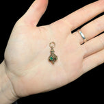 10K Yellow Gold Antique Etruscan Style & Green Quartz Doublet Orb / Sphere / Pendant / Charm / Fob