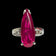 10K White Gold Tear Drop Synthetic Ruby & CZ Ring Size 5 1/4