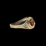 10K Yellow Gold Bezel Set Garnet & Diamond Ring Size 8 1/4 - Unisex