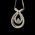 10K White Gold Diamond 1/3CTW Double Tear Drop Pendant Necklace
