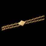 Antique Victorian Gold Filled Slider Watch Fob Chain with Dog Clip & Seed Pearls 48"