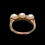 10K Yellow Gold Triple Pearl Ring Size 6