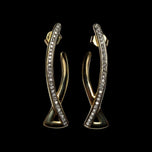 Large 14K Yellow Gold Diamond Twist Drop Stud Earrings
