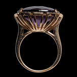 18K Yellow Gold Amethyst and Diamond Statement / Cocktail Ring Size 6 3/4