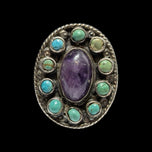 Mexican / Navajo Style Sterling Ring Turquoise & Amethyst