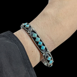 Navajo Old Pawn Silver Turquoise Cuff Bracelet
