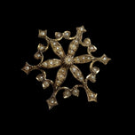 Vintage 9K Yellow Star / Starburst Brooch / Slider Pendant with Natural Seed Pearls