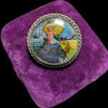 Art Deco Sterling Silver Butterfly Wing Lady with Parasol Brooch Pin England