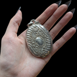 Antique Sterling Silver Chatelaine Double Swing Mirror / Slide Pendant Floral Rococo Style