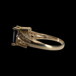 10K Yellow Gold Emerald Cut Purple Sapphire Open Work Cathedral Ring Size 7.5
