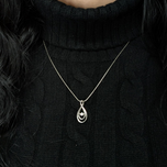 10K White Gold and Floating Diamond Pendant Necklace