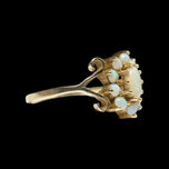 14K Yellow Gold Opal Flower Cluster Ring Size 7 1/4