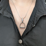 Sterling Silver Equestrian Large Stirrup Pendant Necklace Horse Riding
