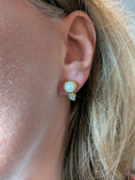 10K Yellow Gold Pearl and Diamond Heart Stud Earrings