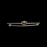 Antique 14K White Gold & Fresh Water Pearl Filigree Bar Brooch