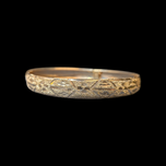 10K Yellow Gold Brushed Bangle Bracelet Satin / Diamond Cut Etching with Geometric Design 5/8"