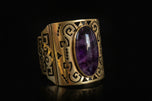 Sterling Silver and Amethyst Geometric Patterned Large Bracelet
