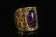 Sterling Silver and Amethyst Geometric Patterned Large Bracelet