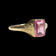 Antique 14K Yellow Gold Baguette Cut Synthetic Pink Sapphire Ring Size 5 1/4