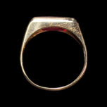 Large 10K Yellow Gold & Synthetic Ruby Rectangular Signet Ring Size 10.5
