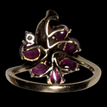 10K Yellow Gold Ruby and Diamond Cluster Ring Size 6