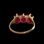 10K Gold Synthetic Ruby 3 Stone Ring Size 6.5