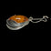 Large Sterling Silver Amber Pendant with Feather Casing