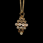 10K Yellow Gold Articulated Cluster Pendant Natural Diamond Necklace