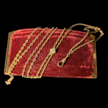 Antique Victorian Gold Filled Slider Watch Fob Chain with Dog Clip & Seed Pearls 48"