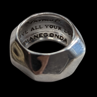 Sterling Silver Designer Pianegonda Love & Life Dome Ring Size 7