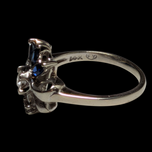 14K White Gold Sapphire and Diamond Floral Cluster Ring Size 6
