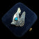 Gilbert Damon Sterling Silver & Turquoise Howling Wolf / Coyote Navajo Brooch