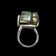Anne-Marie Chagnon Pewter Adjustable Modernist Ring Green / Yellow Glass Stones