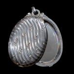 Antique Sterling Silver Chatelaine Double Swing Mirror / Slide Pendant Floral Rococo Style