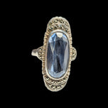 Theodor Fahrner Sterling Silver Art Deco Statement Ring Blue Spinel & Marcasite
