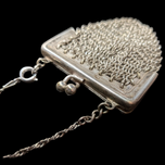 Antique German Silver Chain Mail Purse / Bag on Sterling Silver Chain Necklace