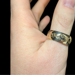 10K Yellow Gold Flower / Floral Stamped Band 8mm Size 9 1/2