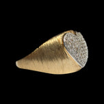 14K Brushed Yellow Gold & Diamond Heart Dome Ring Size 7