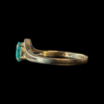 14K Yellow Gold & Pear Shaped Emerald Chevron Ring Size 6