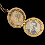 Antique Rose Gold Filled Locket With Paste Stones & Photos
