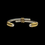 Mexico Sterling Silver Double Banded Cuff Bracelet with Brass Accents