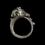 Sharon Cisco Navajo Native American Bear Claw Ring with Turquoise & Coral Size 10 1/4