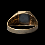 10K Yellow Gold Square Cut Hematite Signet Style Ring Size 11.5