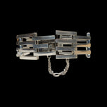Mexican Sterling Silver Gate Panel Link Bracelet: Signed JS Eagle Stamp Vintage