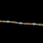 10K Yellow Gold Blue Topaz and Diamond Bracelet