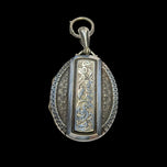 Victorian Antique Sterling Silver Etched Locket Pendant / Fob Birmingham England